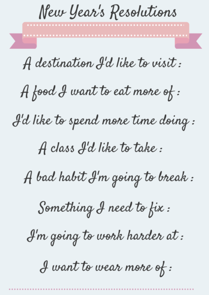 new years resolutions